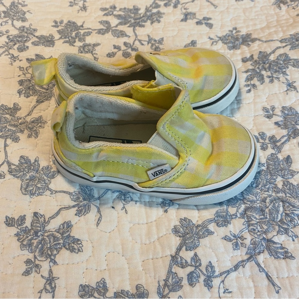 Vans Off the Wall Yellow and White Check Toddler Slip on Sneaker Size 5 - Picture 3 of 8